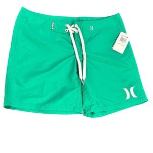 Hurley Bullseye Athletic Shorts Green Juniors 7 NWT Polyester Drawstring Waist